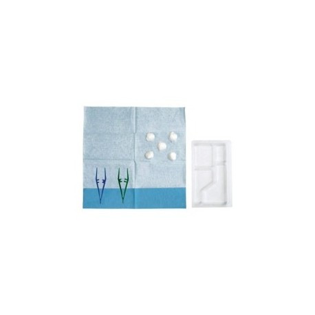 SET DE PANSEMENT 4 ALVEOLES 2 PINCES ANATOMIQUES - CHAMPS 38x45cm 5 BOULES DE GAZE